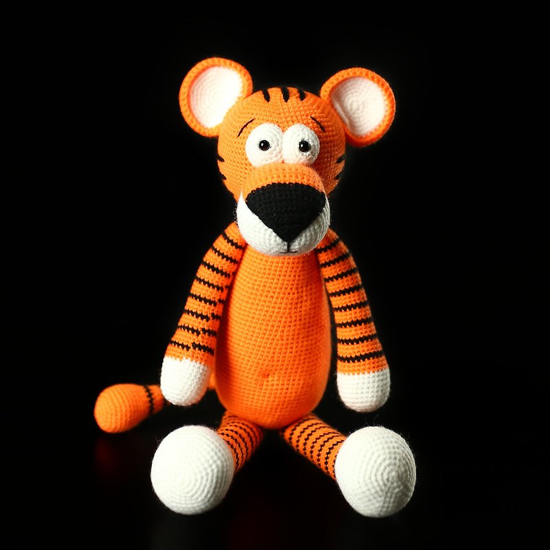 Crochet tiger toy, amigurumi african animals for kids, handmade stuffed tiger. - 玩具/玩偶 - 压克力 橘色