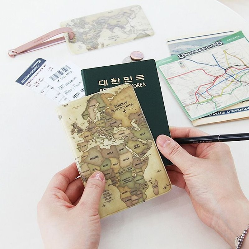 indigo-indimap 世界地图护照套-探险棕,IDG09410 - 护照夹/护照套 - 塑料 咖啡色