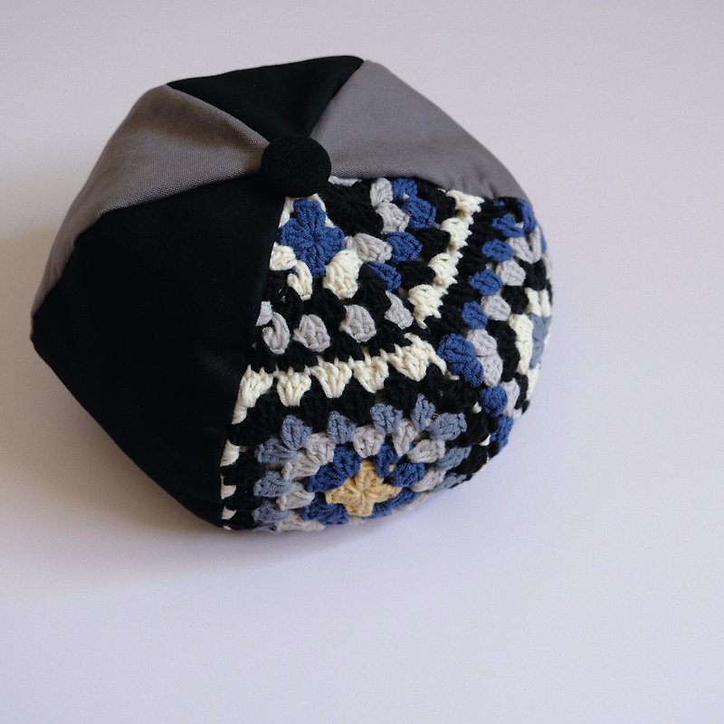 黑蓝花砖蓓蕾帽 - 帽子 - 其他材质 黑色