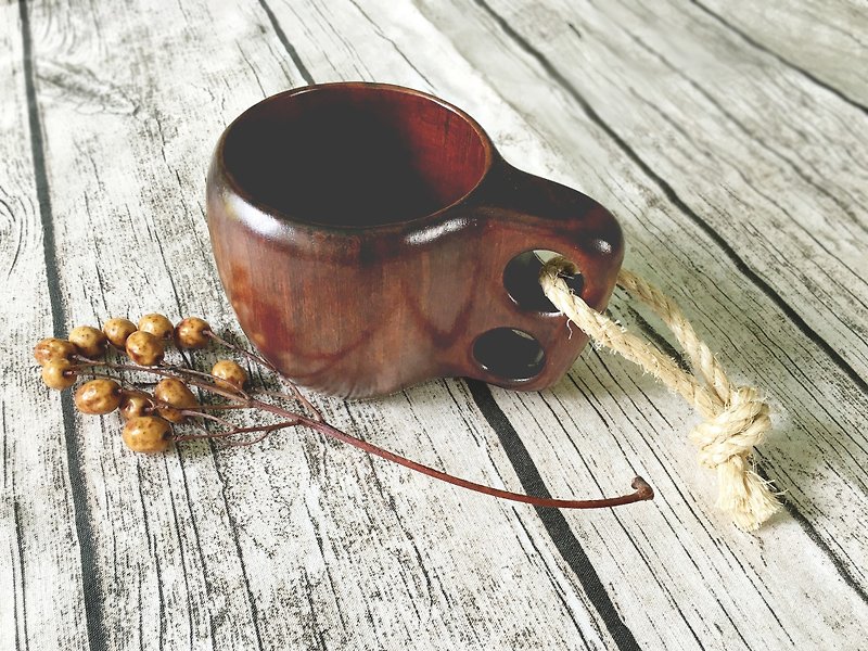 原木手工咖啡杯 - 天然生漆款 (桧木) - 碗 - 木头 咖啡色
