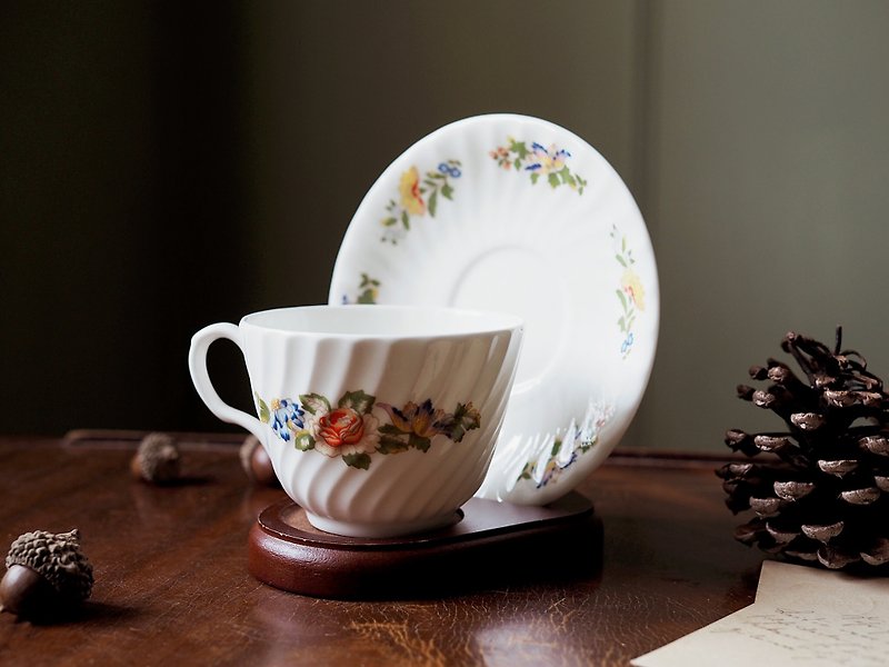 英国名瓷Aynsley咖啡杯组/茶杯组 波特兰花园系列 附木制盘架 - 咖啡杯/马克杯 - 瓷 