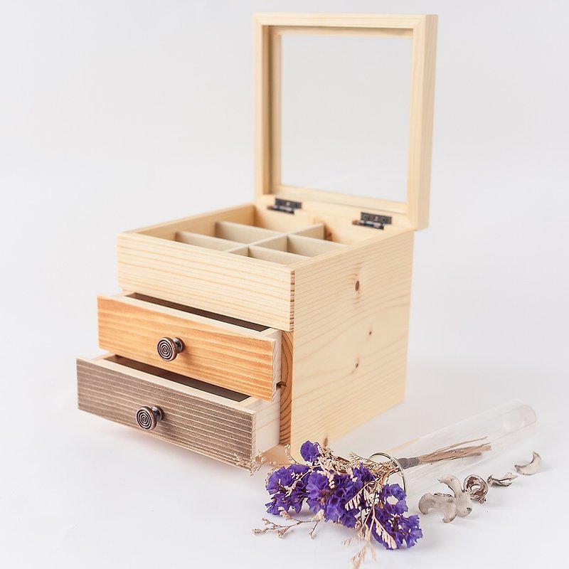 【双抽饰品盒II】单入 原木木盒 生日礼物 结婚礼物 - 收纳用品 - 木头 