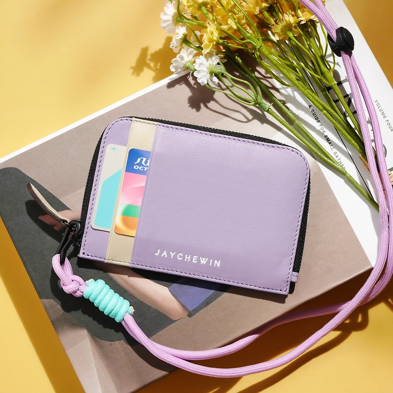 短夹 钱包 Flat Wallet 短皮夹 / Lavender + Cream - 皮夹/钱包 - 真皮 紫色