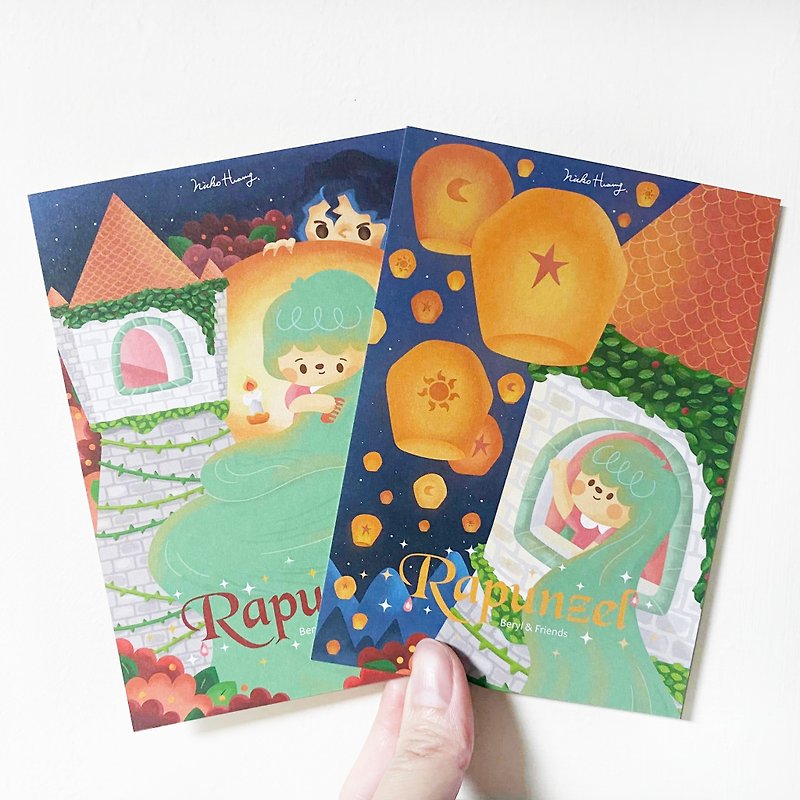 【长发公主】明信片组(两张一组) - 卡片/明信片 - 纸 橘色
