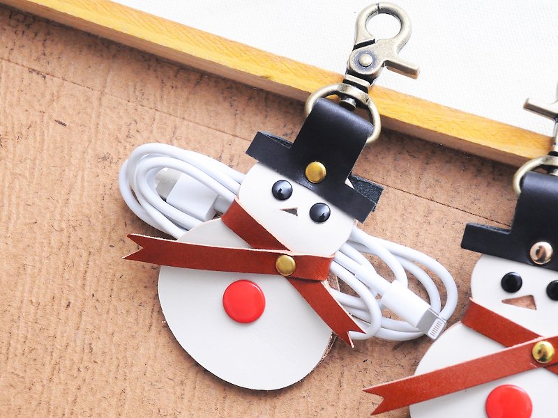 雪人 绕线器 钥匙圈 好好缝 皮革 材料包 圣诞礼物 意大利植鞣 - 皮件 - 真皮 白色