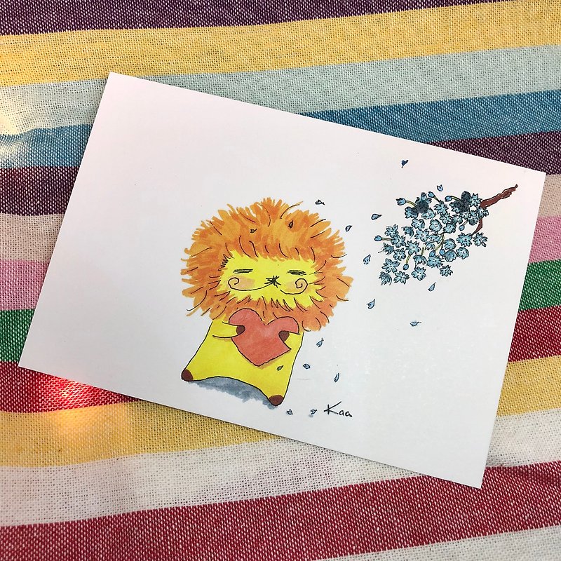 KaaLeo 明信片 - 爱Love 狮子 Lion ライオン - 卡片/明信片 - 纸 粉红色