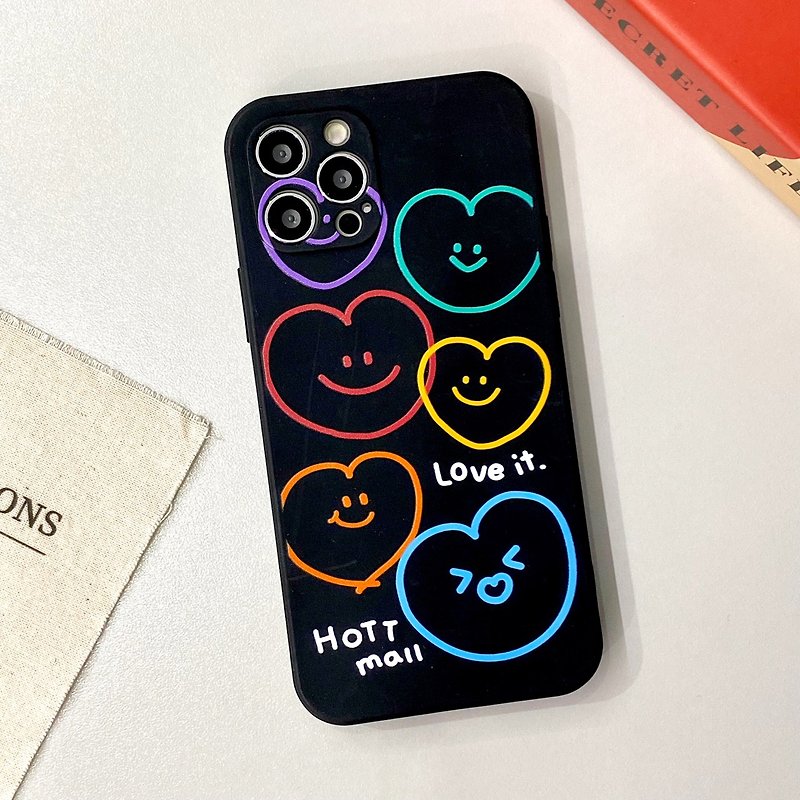 心型微笑 iPhone Galaxy 硅胶保护壳 - 手机壳/手机套 - 硅胶 黑色