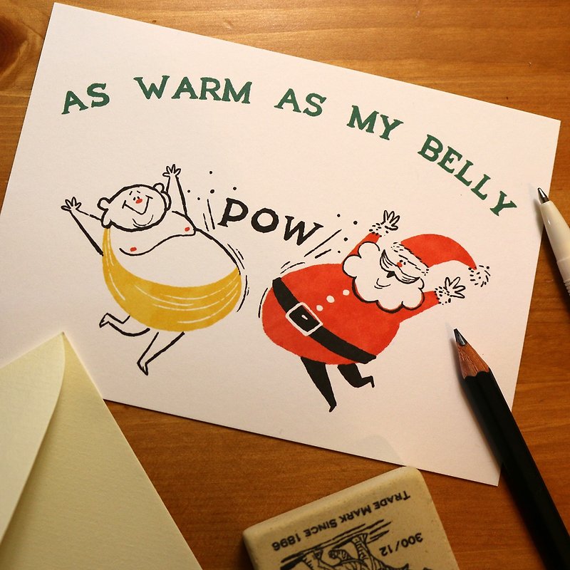 像弥勒佛和圣诞老人肚子一样温暖 - 卡片/明信片 - 纸 白色