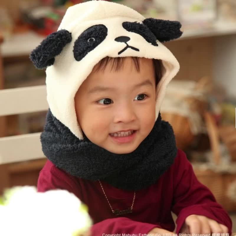 【赠礼盒包装】可爱动物儿童帽子熊猫保暖绒毛帽礼物盒包装 - 婴儿帽/发带 - 棉．麻 蓝色