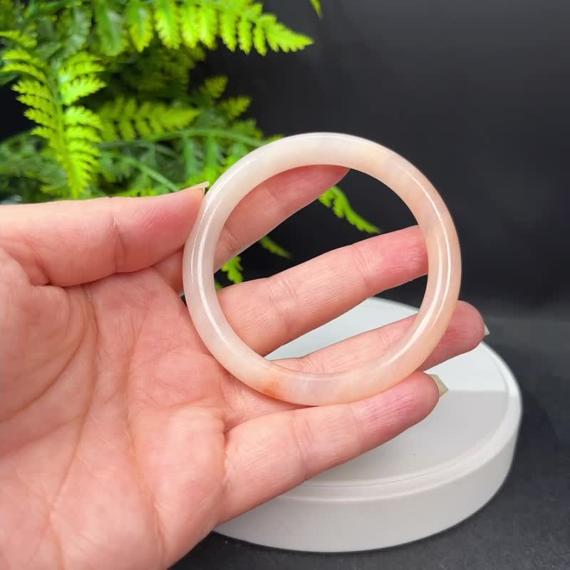 橙蔷薇辉手镯 55MM 圆条玉化桃花玉玫瑰石手环 清新靓丽 显肤色 - 手链/手环 - 半宝石 橘色