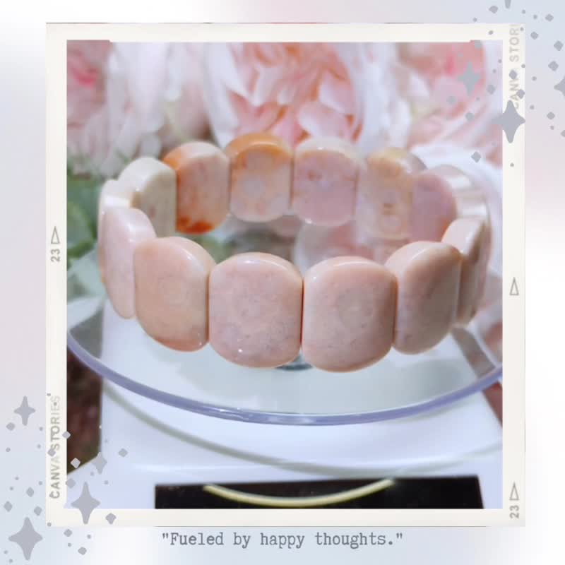 草莓奶霜 * 嫩粉色 天然 珊瑚玉 手排 手环定制化礼物 - 手链/手环 - 玉石 粉红色