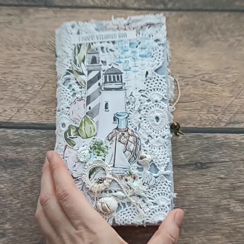 Nautical junk journal Vacation sea journal Travel notebook completed Ocean diary - 笔记本/手帐 - 纸 蓝色