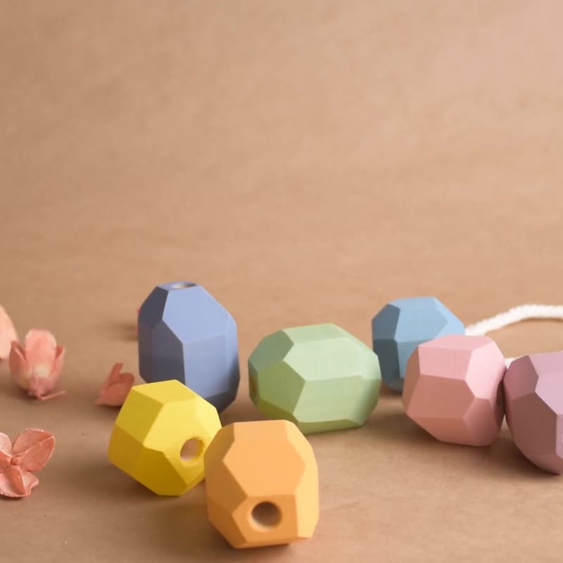 蒙特梭利系带玩具木质叠石教育感官平衡玩具 - 玩具/玩偶 - 木头 粉红色