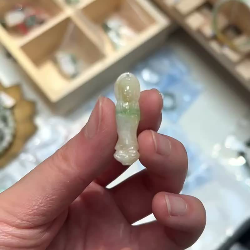 天然翡翠 缅甸 A玉 玉镯 • 黄翡翠观音吊坠 - 手链/手环 - 石头 黄色