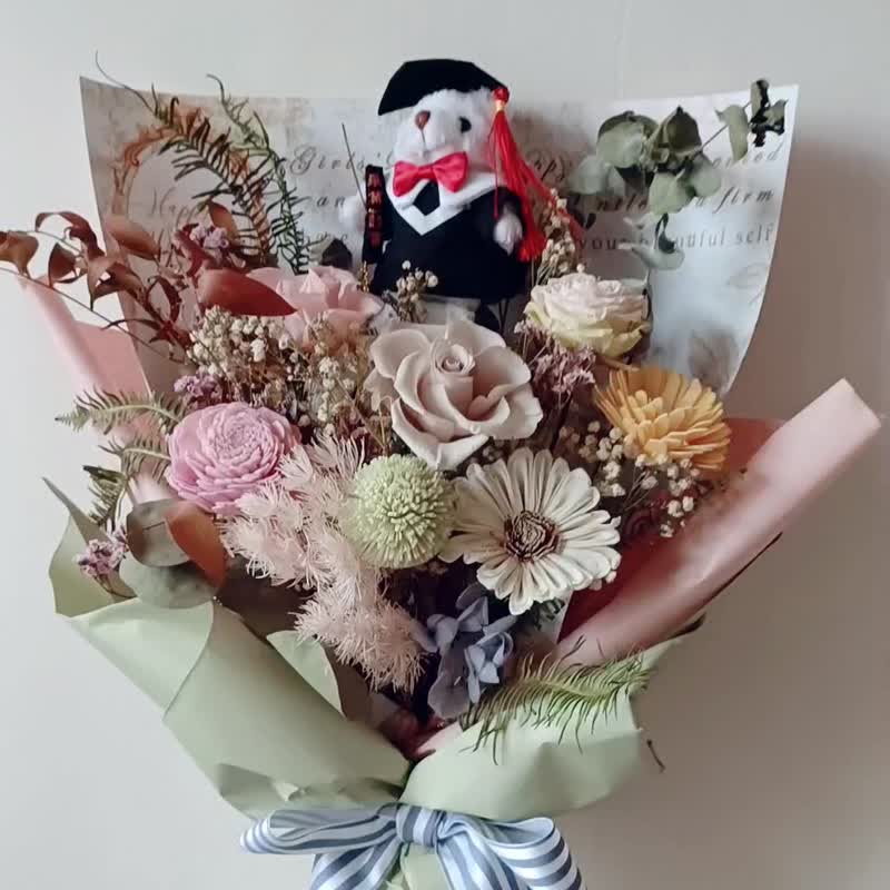 毕业谢师礼物向日葵玫瑰花束生日情人|开店开幕展览|台北自取配送 - 干燥花/捧花 - 植物．花 红色