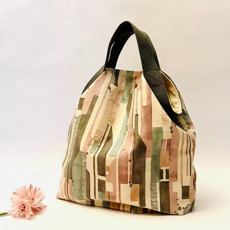 Color world 手提包。内袋。2色。日本设计布 - 手提包/手提袋 - 棉．麻 多色