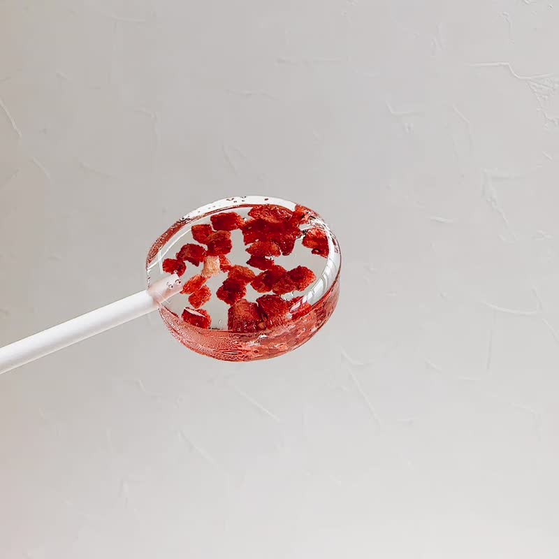 【玻璃瓶装】手工草莓碎粒果干棒棒糖|珍珠糖|6入(瓶) - 零食/点心 - 新鲜食材 