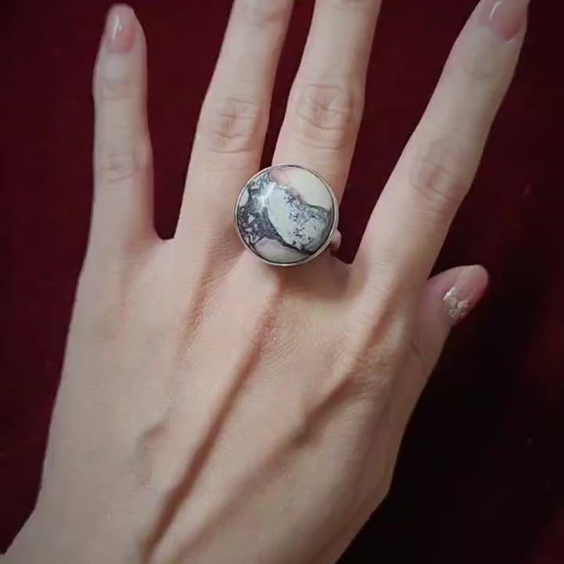 【母亲节礼物】【满额优惠】天然多色瓷碧玉S925纯银均码开口戒指 - 戒指 - 宝石 多色