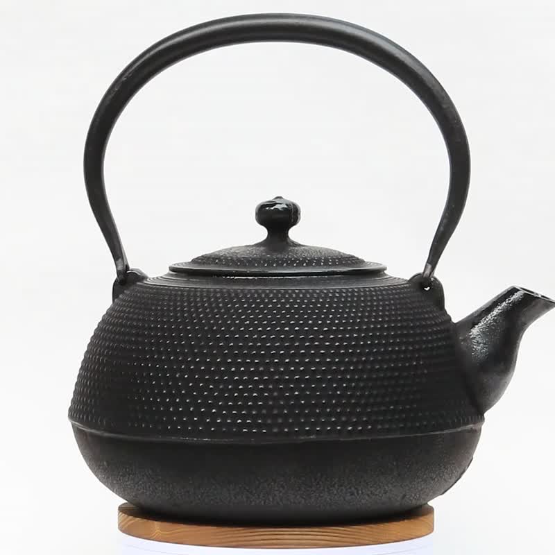 南部鉄器 鉄瓶 平丸アラレ2.3L - 茶具/茶杯 - 其他金属 黑色