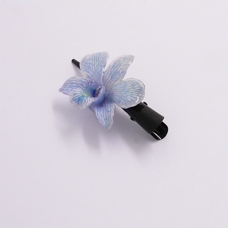 石斛兰发夹（粉蓝） - 发饰 - 植物．花 蓝色
