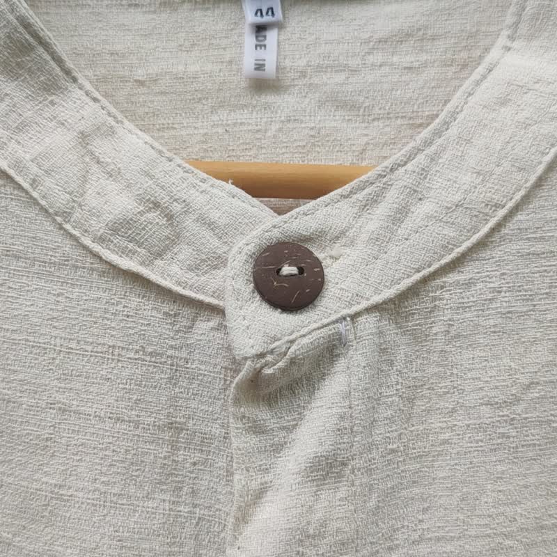 Mandarin Collar 3 Tone - 靛蓝色扎染长连衣裙 - 洋装/连衣裙 - 棉．麻 蓝色