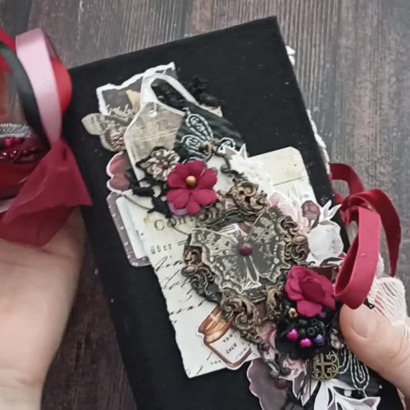 美丽的婚礼花束日记 手工制作的玫瑰笔记本 花边浪漫日记 - 笔记本/手帐 - 纸 绿色
