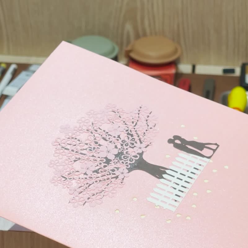 天天情人节 立体卡片-樱花树下的浪漫约定(正品 台湾出货) - 卡片/明信片 - 纸 多色