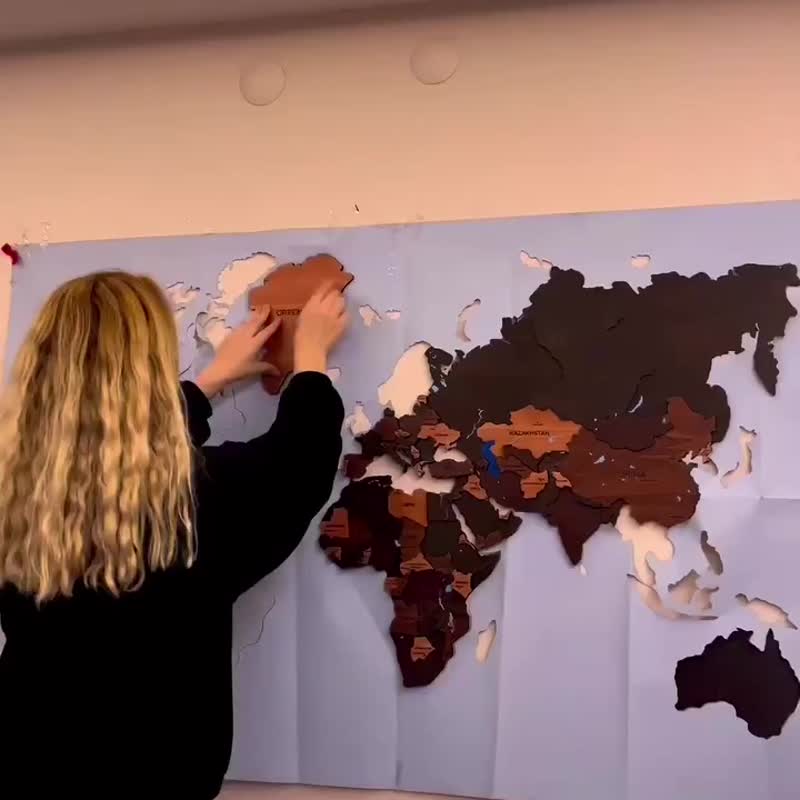 马维拉细致的世界地图 - 墙贴/壁贴 - 木头 