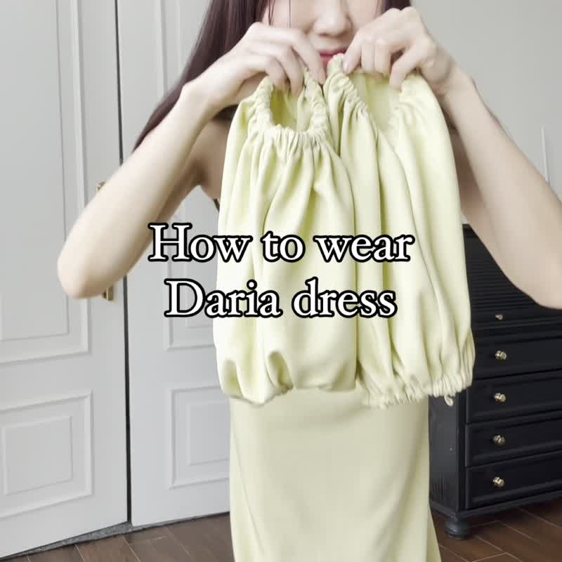 挂脖连衣裙 浅绿色 - 洋装/连衣裙 - 聚酯纤维 黄色