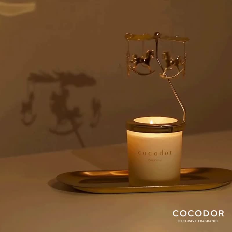 cocodor-大豆蜡烛130g+旋转木马烛罩 - 蜡烛/烛台 - 玻璃 金色