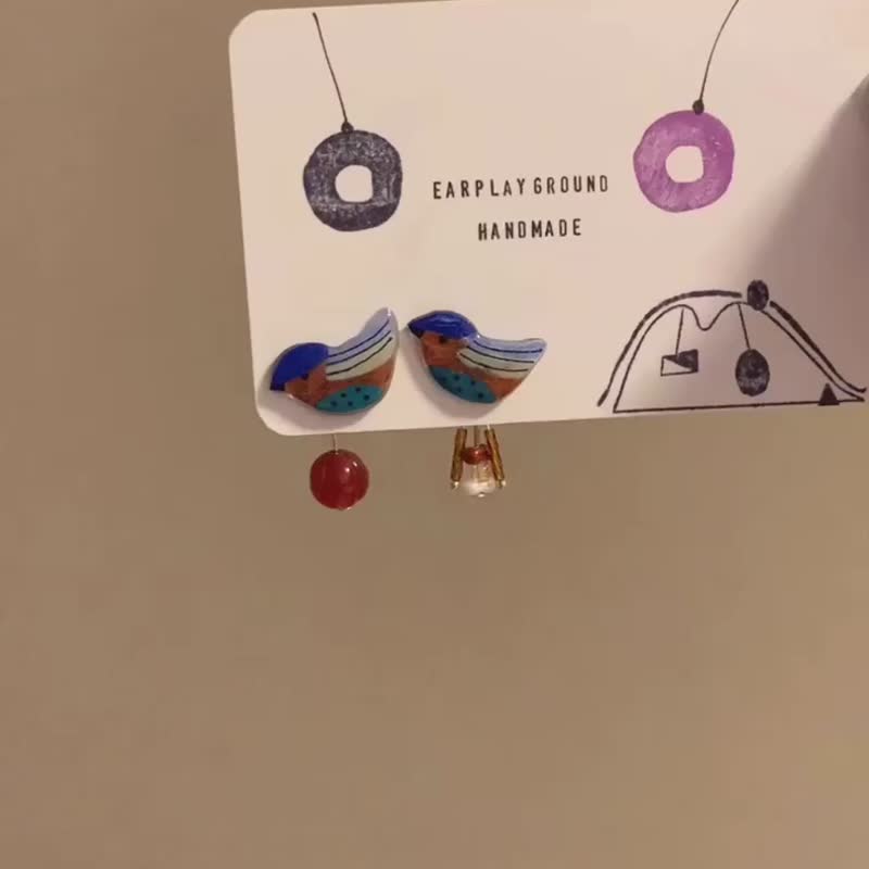 小小鸟 - 耳环/耳夹 - 树脂 多色