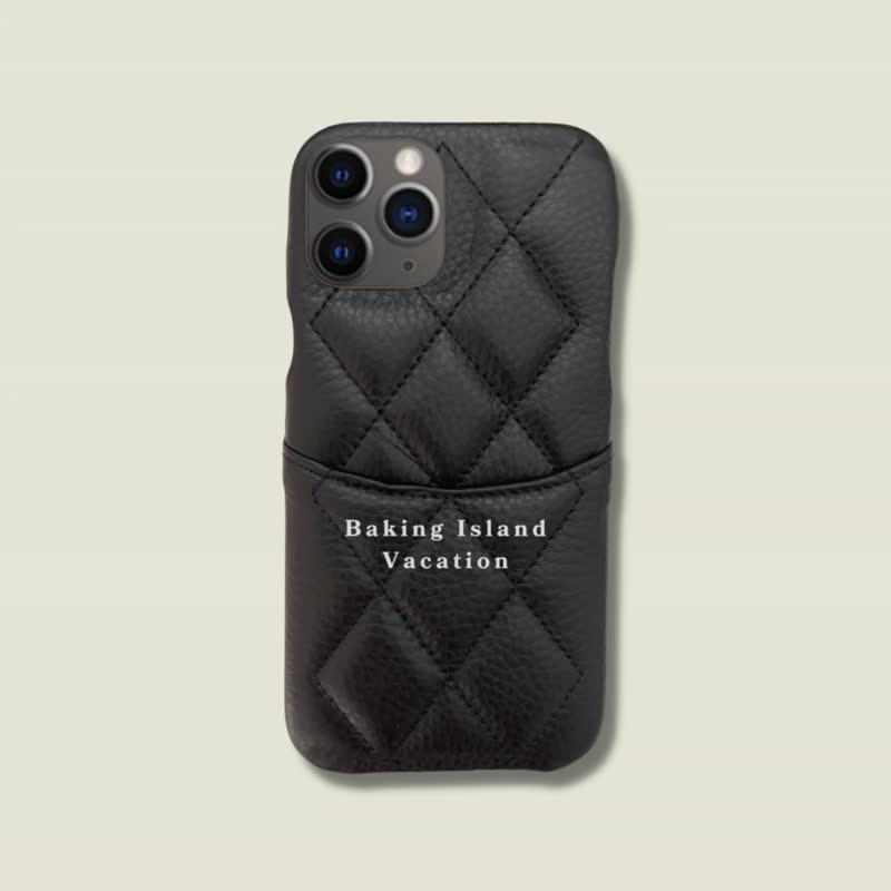 iPhone CASE | 皮革定制化手机壳 | 经典荔枝皮菱格纹卡夹 真皮 - 手机壳/手机套 - 其他材质 