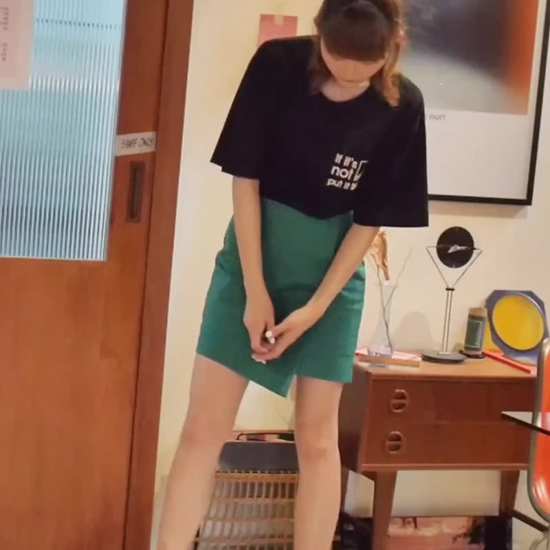 Short Skirt — The Emerald Green - 裙子 - 棉．麻 绿色