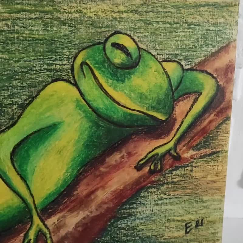 油画棒画青蛙手工爬行动物画极简主义 - 墙贴/壁贴 - 纸 多色