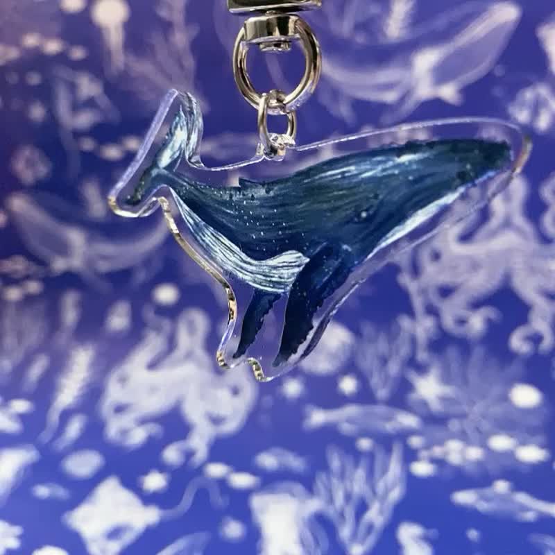 大翅鲸压力吊饰 水彩手绘风格 - 钥匙链/钥匙包 - 压克力 
