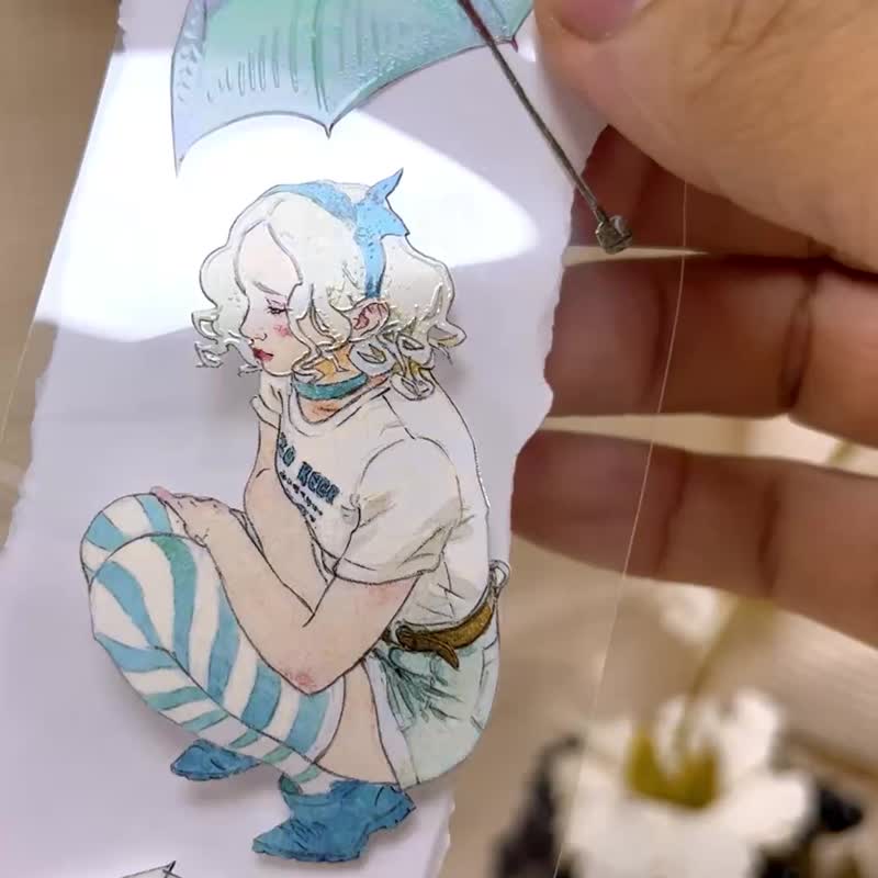 MS043_雨裡等你的我I'm waiting for you in the rain / 裝飾膠帶 - 纸胶带 - 塑料 多色
