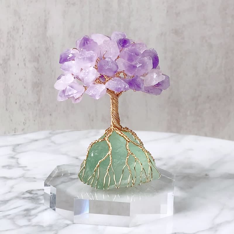 永生水晶树 // 紫水晶牙绿萤石 // 带来创意 思绪清晰 释放压力 - 摆饰 - 水晶 紫色