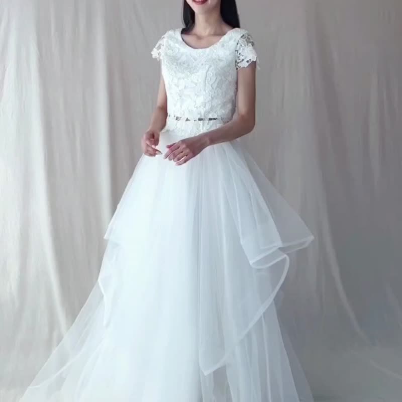 层叠薄纱裙 - 裙子 - 其他材质 白色