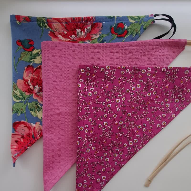 粉红领带头巾、三角头巾、园艺头巾礼物妈妈 - 帽子 - 棉．麻 粉红色