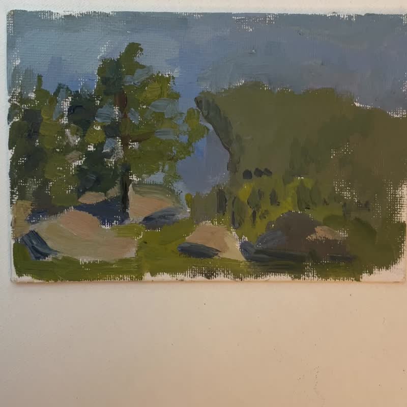 晚太浩之上的松树，油画，4x6 英寸（10x15 厘米） - 插画/绘画/写字 - 其他材质 