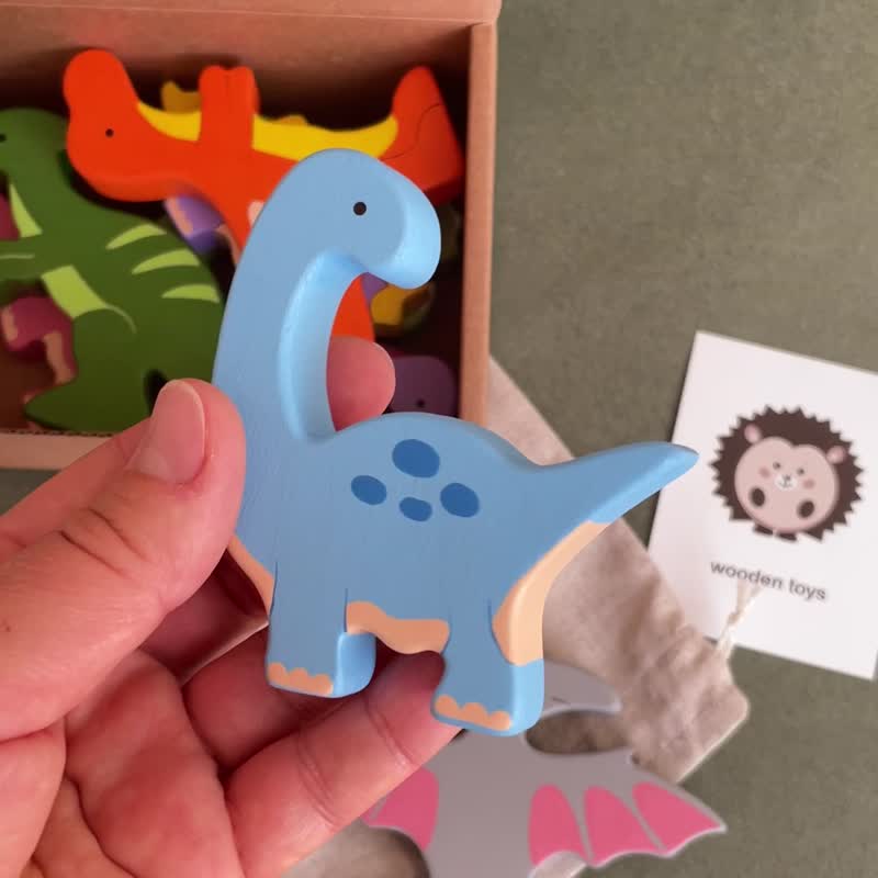 木制恐龙动物手绘玩具公仔宝宝 - 玩具/玩偶 - 木头 