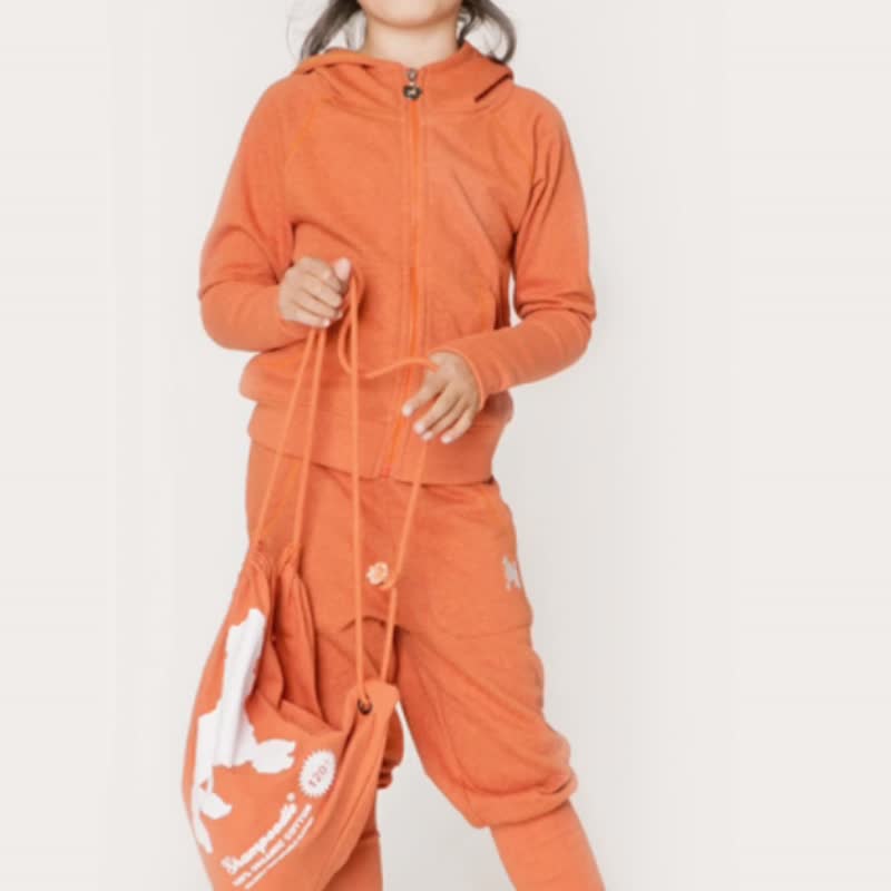 【瑞典童装】有机棉整套卫衣套装7岁至8岁(未含袋子)橘 - 童装上衣 - 棉．麻 橘色
