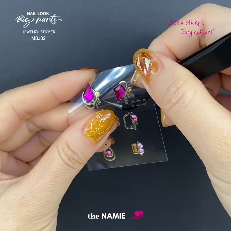 【 DIY 美甲】Hey Look! Big Parts 宝石美甲艺术贴纸 紫锦缎 - 指甲油/指甲贴 - 宝石 金色