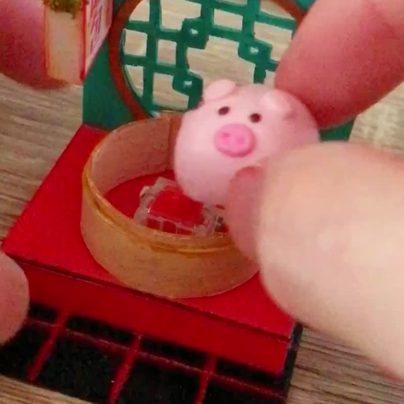 豚まんキーキャップ【ディスプレイ付】 - 电脑配件 - 粘土 粉红色