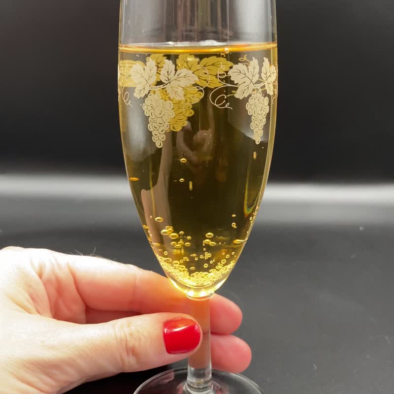 Champagne flutes set of 4 / Italian champagne glasses vintage - 随行杯提袋/水壶袋 - 玻璃 透明