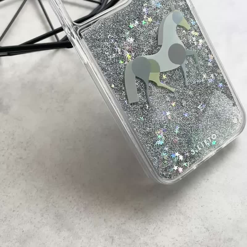 【Horse(Star Silver)】グリッタースマホケース(iPhone 13 Pro/14/14 Pro) - 手机壳/手机套 - 塑料 透明