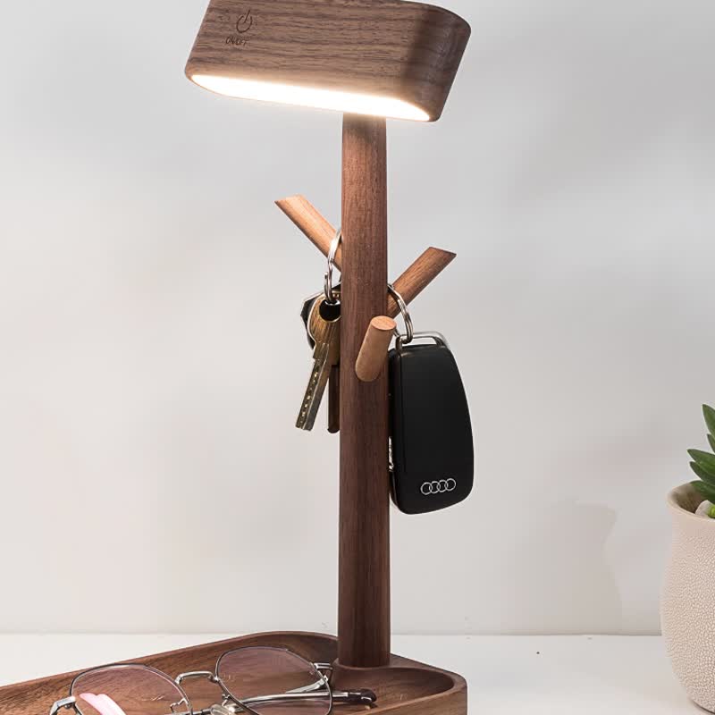 北欧LED台灯置物架实木饰品收纳钥匙架床头阅读灯小夜灯 - 收纳用品 - 木头 