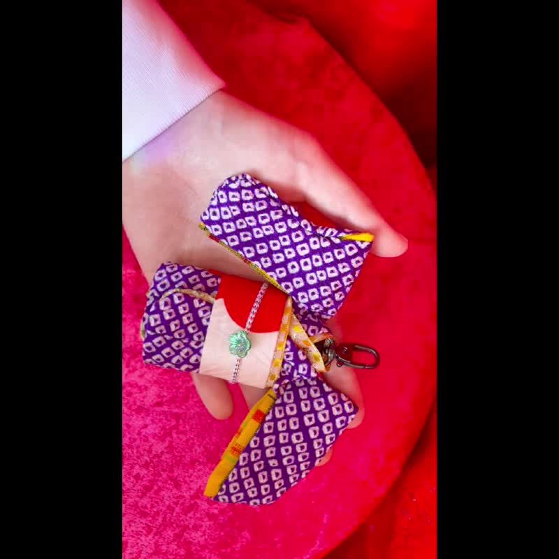 ミニチュア着物キーホルダー - 钥匙链/钥匙包 - 丝．绢 紫色