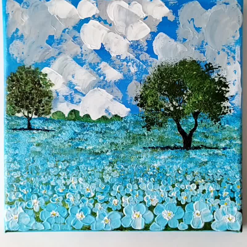 Japanese Forget-me-not Park 客廳 掛畫 Blue Flowers Landscape Wall Decoration 藍染 - 墙贴/壁贴 - 压克力 蓝色