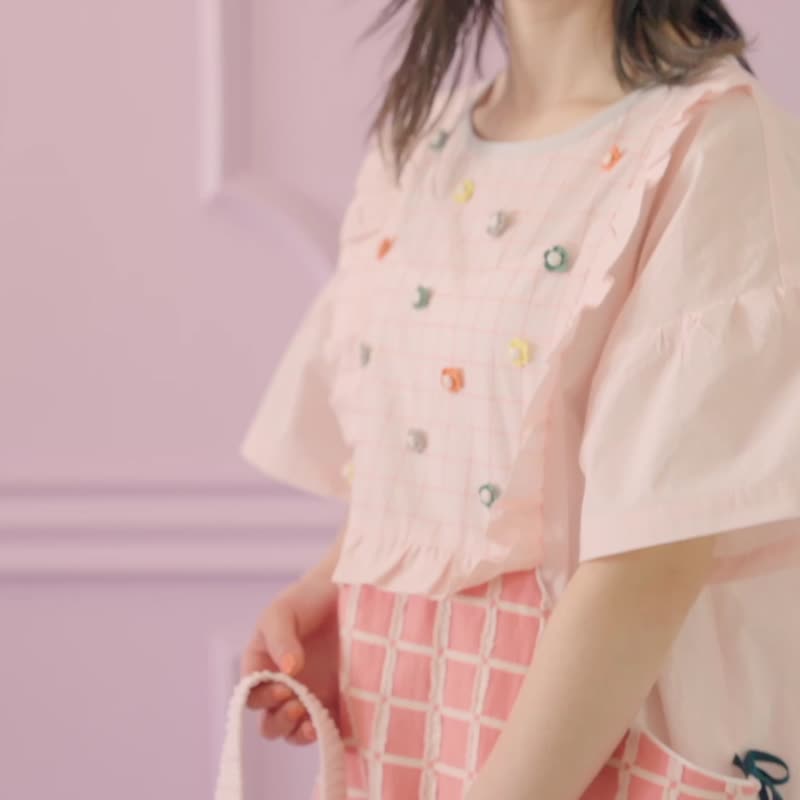 Flower Hill Dress - PINK【花山连衣裙】 - 洋装/连衣裙 - 棉．麻 粉红色